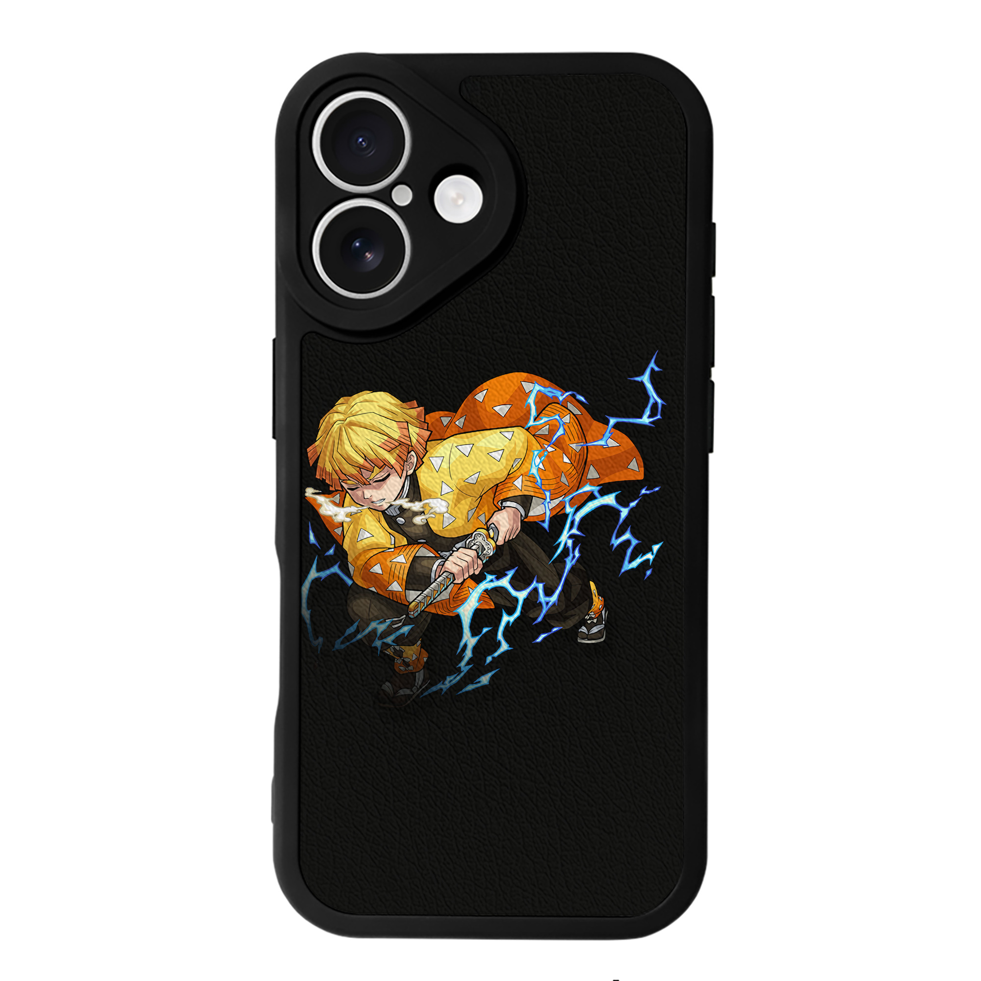 （画像用） 鬼滅の刃（きめつのやいば）我妻 善逸／あがつま ぜんいつ Agatsuma Zenitsu 【iPhone 16シリーズ対応】シリコンスマホケース（レザー調） 材質：シリコン